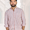 Premium Oxford Cotton Pink Stripes Casual Shirt (SF)