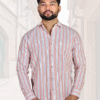 Premium Oxford Cotton Pink Stripes Casual Shirt (SF)