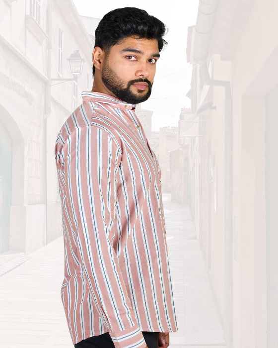 Premium Oxford Cotton Pink Stripes Casual Shirt (SF)