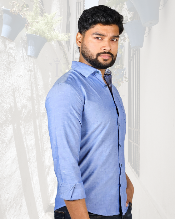 Premium Oxford Cotton Sky Blue Casual Shirt (SF)