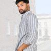Premium Oxford Grey Stripes Casual Stylish Shirt (SF)