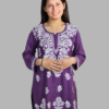 Purple Plain Chikankari Short Kurti