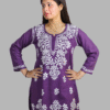 Purple Plain Chikankari Short Kurti