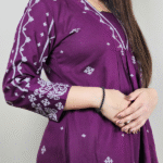 Purple_V_Neck_2_Pcs_Anarkali_Kurta_Set Black V Neck 2 Pcs Anarkali Kurta Set