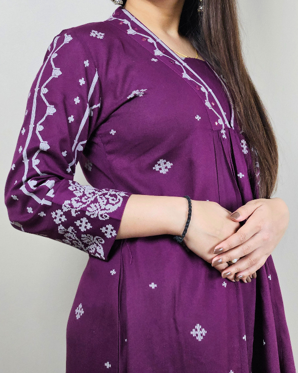 Purple_V_Neck_2_Pcs_Anarkali_Kurta_Set Black V Neck 2 Pcs Anarkali Kurta Set