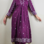 Purple_V_Neck_2_Pcs_Anarkali_Kurta_Set_1 Black V Neck 2 Pcs Anarkali Kurta Set