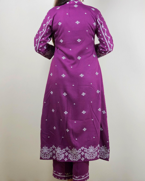 Purple_V_Neck_2_Pcs_Anarkali_Kurta_Set_3 Black V Neck 2 Pcs Anarkali Kurta Set