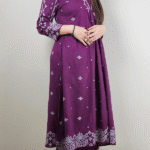 Purple_V_Neck_2_Pcs_Anarkali_Kurta_Set_4 Black V Neck 2 Pcs Anarkali Kurta Set