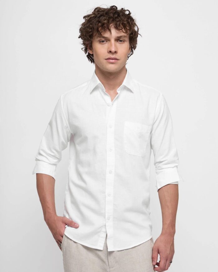 Premium Oxford Cotton Plain White Casual Shirt (SF)