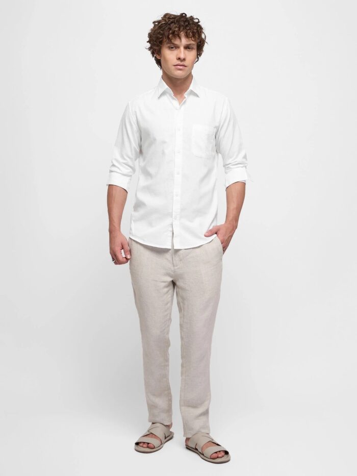 Premium Oxford Cotton Plain White Casual Shirt (SF)