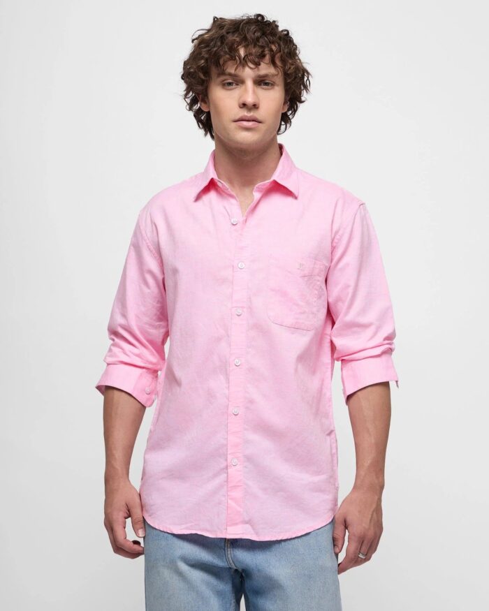 Premium Oxford Plain Pink Casual Shirt (SF)
