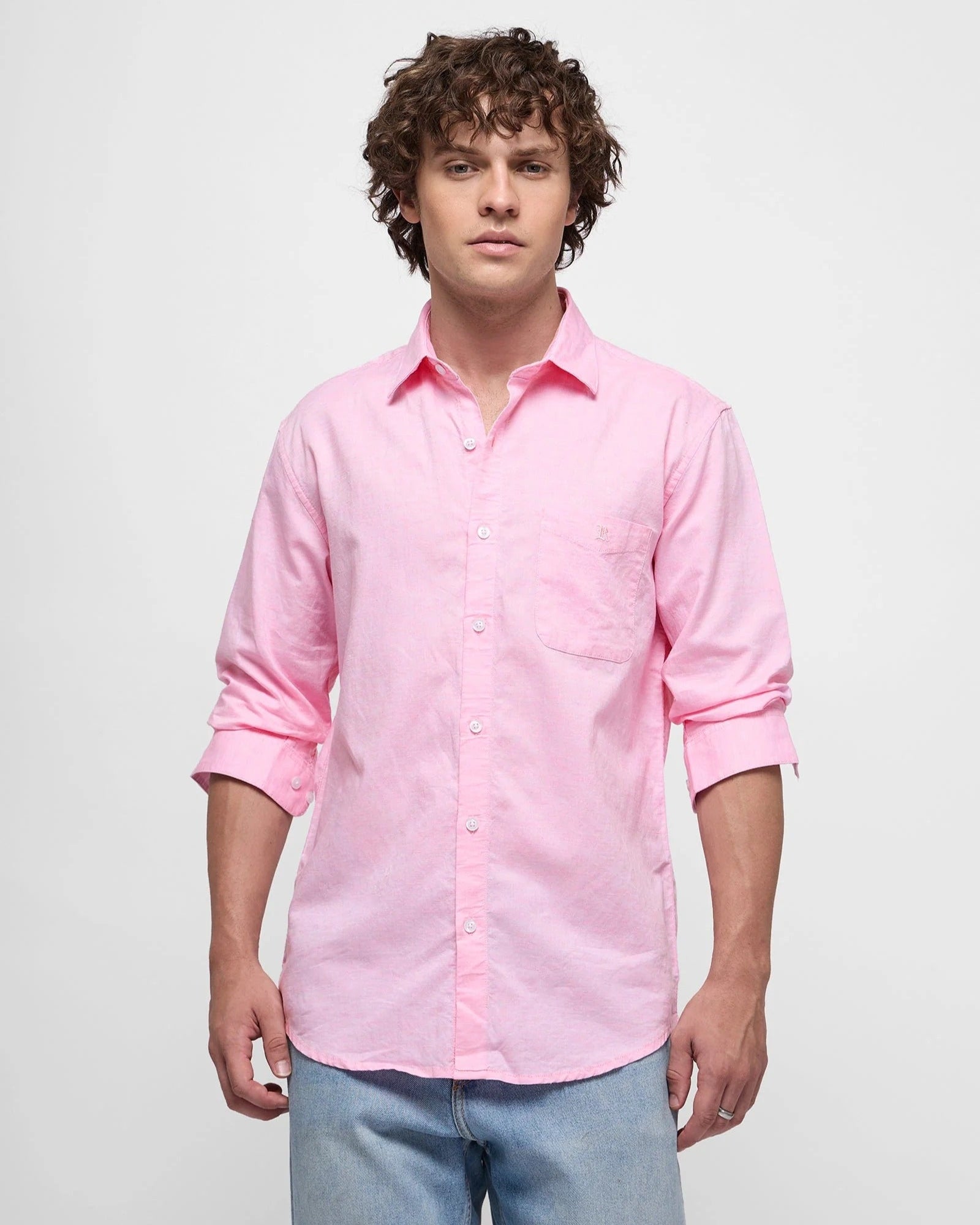 Premium Oxford Plain Pink Casual Shirt (SF)