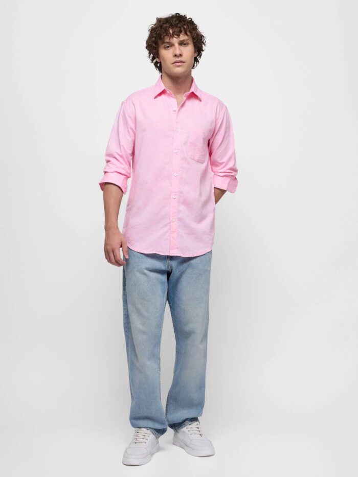 Premium Oxford Plain Pink Casual Shirt (SF)