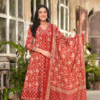 Red Allover Block Print 3 Pcs A-Line Kurta Set