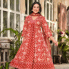 Red Allover Block Print 3 Pcs A-Line Kurta Set