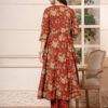 Red Anarkali 3 Pcs suit With Matching Sequence Embroidery