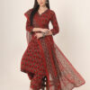 Red Anarkali Ajrak Print Kurta Set