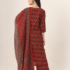 Red Anarkali Ajrak Print Kurta Set