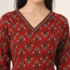 Red Anarkali Ajrak Print Kurta Set