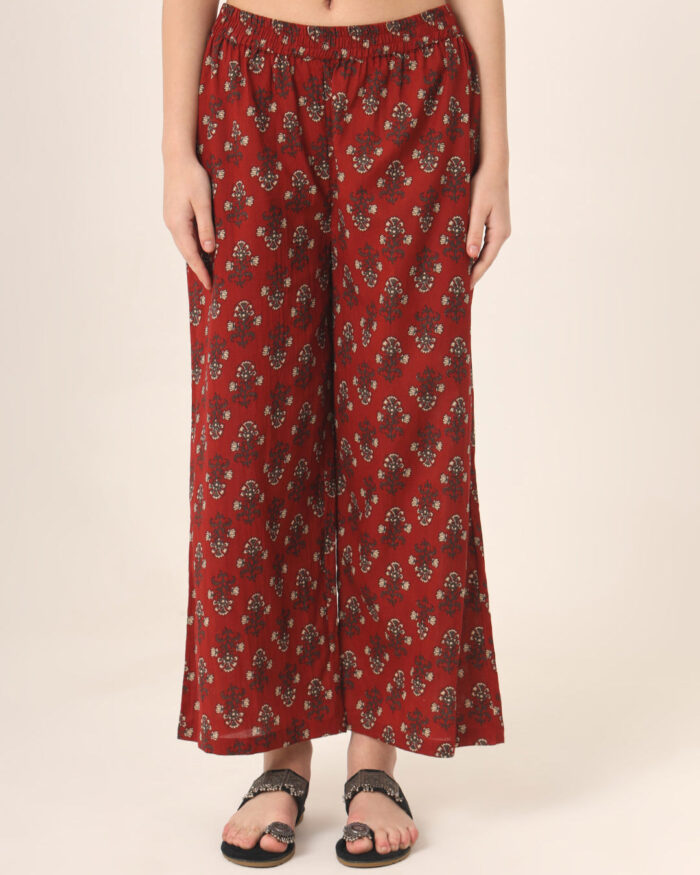 Red Anarkali Ajrak Print Kurta Set