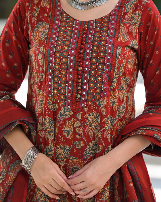 Red Anarkali dress for women