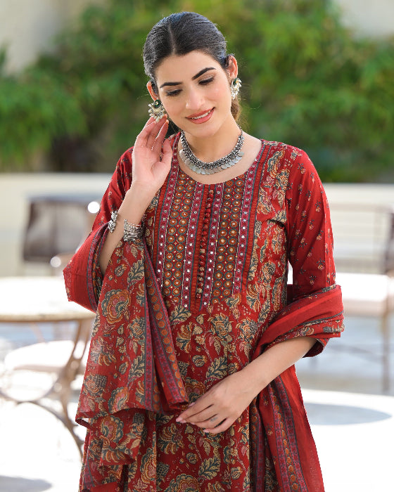 Red Anarkali dress for women