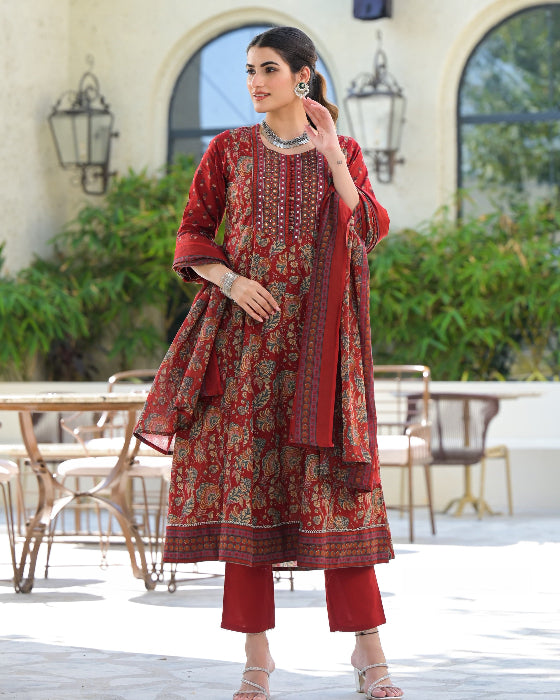 Red Anarkali dress for women
