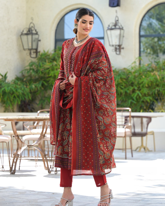 Red Anarkali dress for women