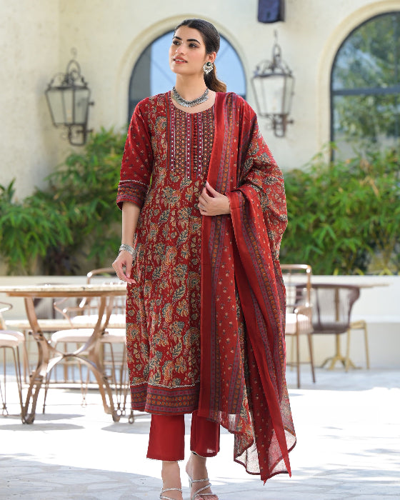 Red Anarkali dress for women