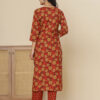 Red Digital Print Cotton 3 Pcs Suit