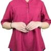 Red plain v neck top