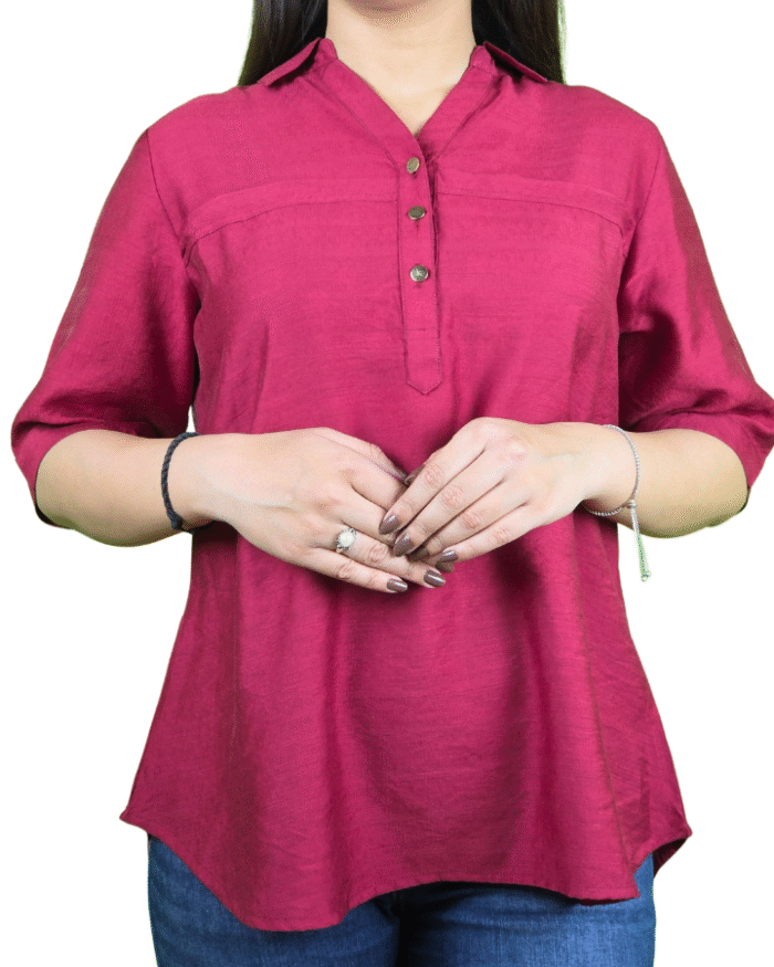 Red plain v neck top