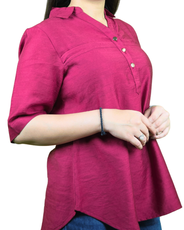 Red plain v neck top