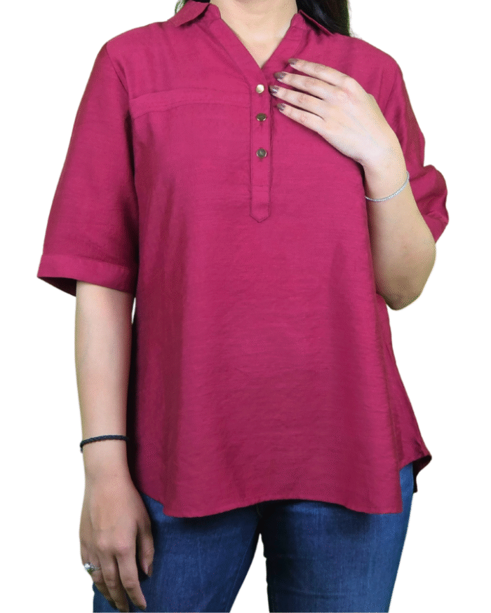 Red plain v neck top