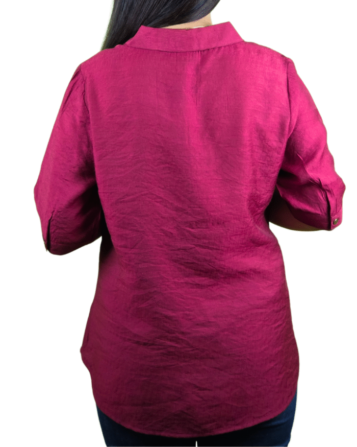 Red plain v neck top