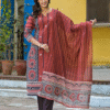 Rust Ajrak Print 3 Pcs Suit