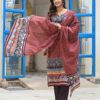 Rust Ajrak Print with Vertical Lines 3 Pcs Suit