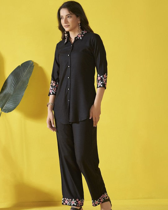 Black 2 Pcs Co-ord Set