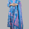 Sky Blue Alia Embroidery A Line Flare Kurti Set