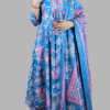 Sky Blue Alia Embroidery A Line Flare Kurti Set