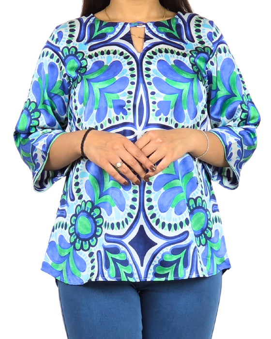 Sky Blue Digital Print Top