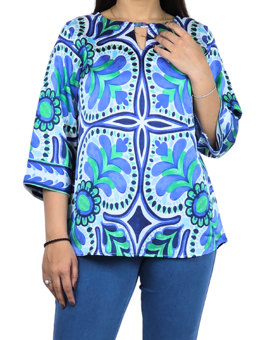 Sky Blue Digital Print Top