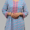 Sky Blue Katha Handwork Kurti for women