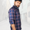Stylish Cotton Twill Casual Dark Blue Checks Shirt ( SF)