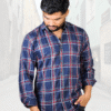 Stylish Cotton Twill Casual Dark Blue Checks Shirt ( SF)