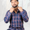 Stylish Cotton Twill Casual Dark Blue Checks Shirt ( SF)