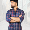 Stylish Cotton Twill Casual Dark Blue Checks Shirt ( SF)