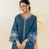Teal Blue Embroidered 2 Pcs Kurta Set