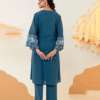 Teal Blue Embroidered 2 Pcs Kurta Set