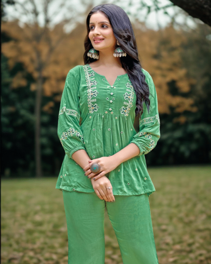 Muted Green Embroided Co-ord Set